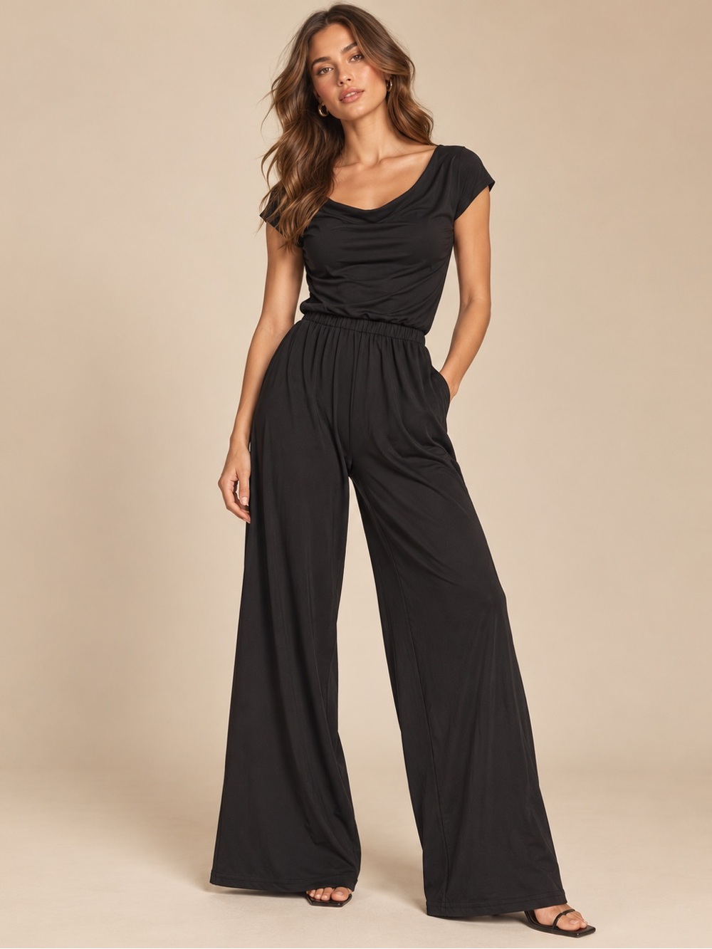 SHEIN Black Cutout Wide Leg Jumpsuit XS Going Out Party